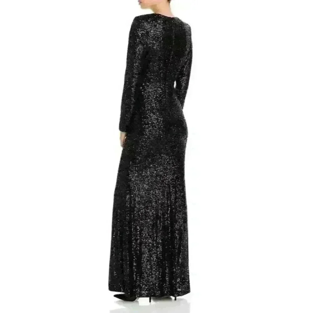 NEW NANETTE Nanette Lepore Women's 8 Long Sleeve V Neck Sequin Gown NWT $198 - Picture 2 of 2